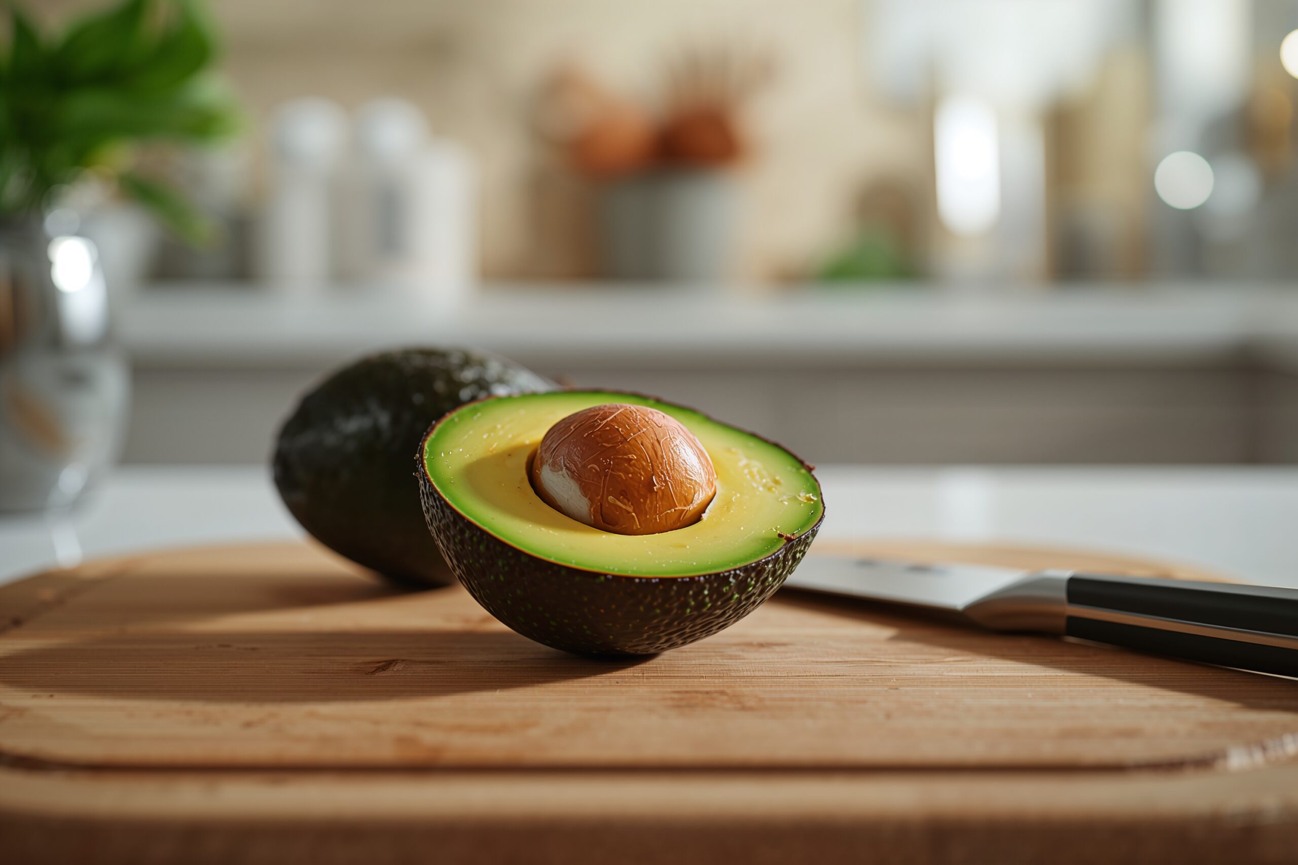 Sliced avocado on a cutting board