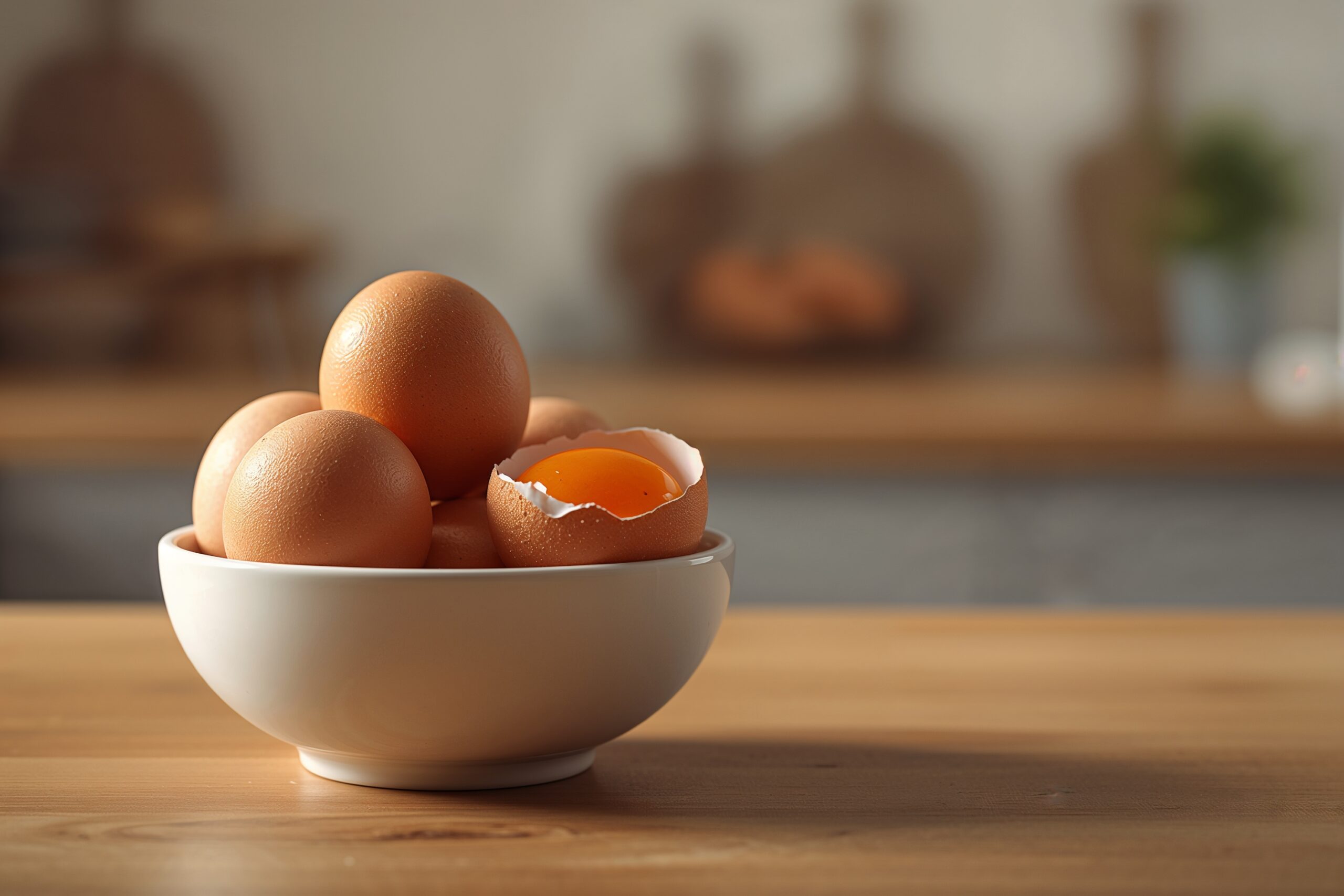 Whole eggs and cracked eggs in a bowl