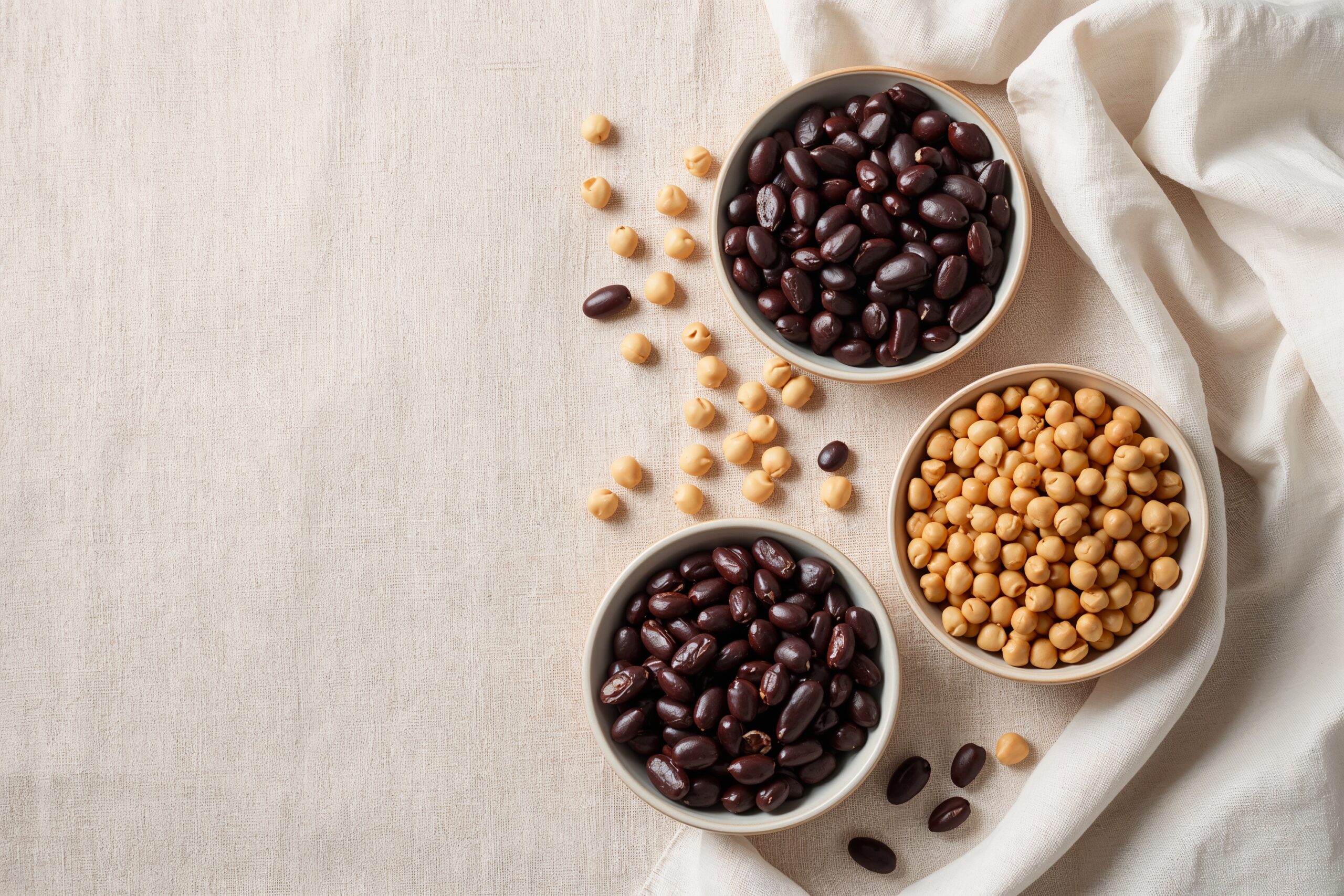 Assorted legumes including lentils and chickpeas
